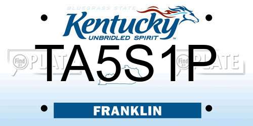 TA5S1P Kentucky License Plate