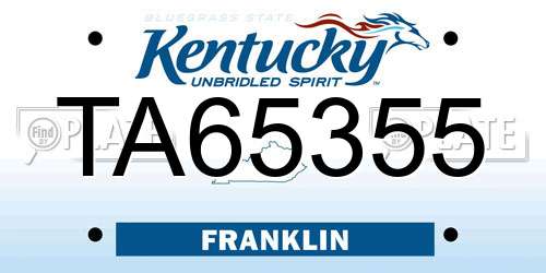 TA65355 Kentucky License Plate