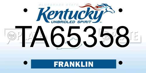 TA65358 Kentucky License Plate