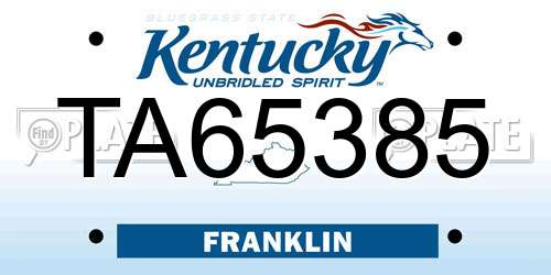 TA65385 Kentucky License Plate