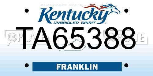 TA65388 Kentucky License Plate