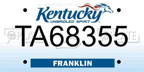TA68355 Kentucky License Plate