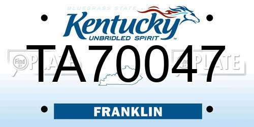 TA70047 Kentucky License Plate