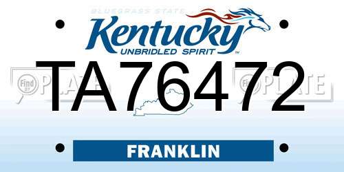 TA76472 Kentucky License Plate
