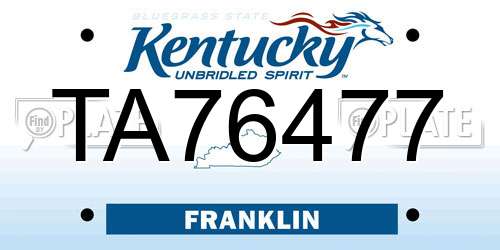 TA76477 Kentucky License Plate
