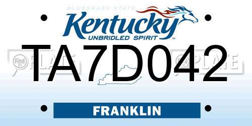 TA7D042 Kentucky License Plate