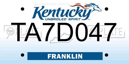 TA7D047 Kentucky License Plate