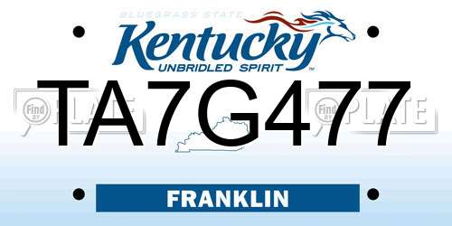 TA7G477 Kentucky License Plate