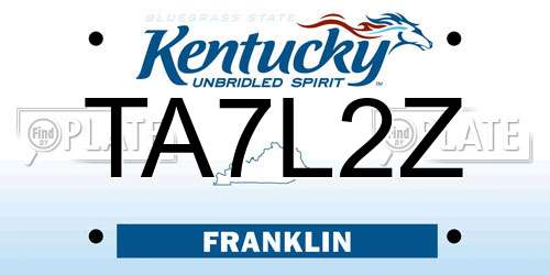 TA7L2Z Kentucky License Plate