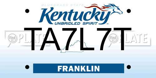 TA7L7T Kentucky License Plate