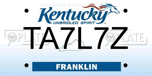 TA7L7Z Kentucky License Plate