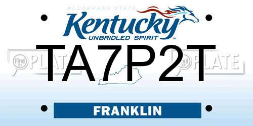 TA7P2T Kentucky License Plate