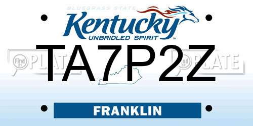 TA7P2Z Kentucky License Plate