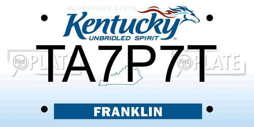 TA7P7T Kentucky License Plate