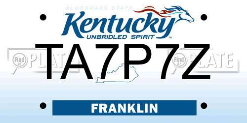 TA7P7Z Kentucky License Plate