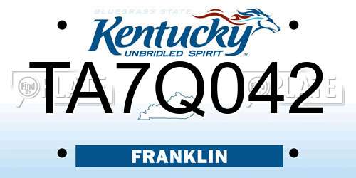 TA7Q042 Kentucky License Plate