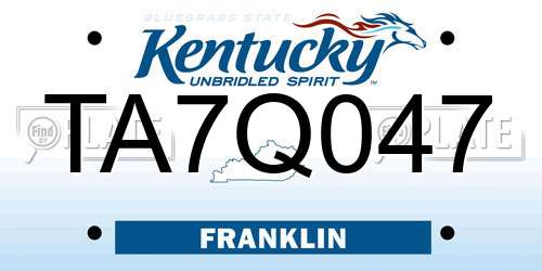 TA7Q047 Kentucky License Plate