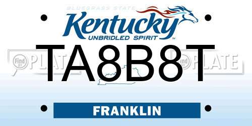 TA8B8T Kentucky License Plate