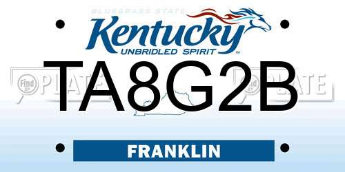 TA8G2B Kentucky License Plate