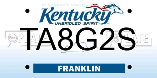 TA8G2S Kentucky License Plate