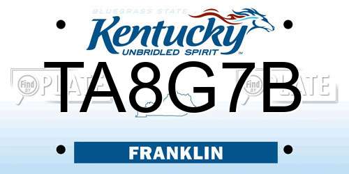 TA8G7B Kentucky License Plate