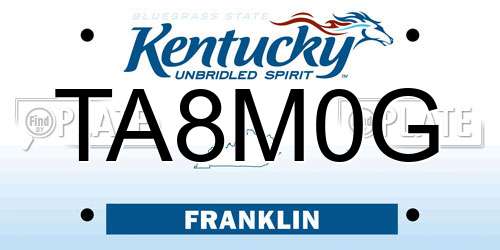 TA8M0G Kentucky License Plate