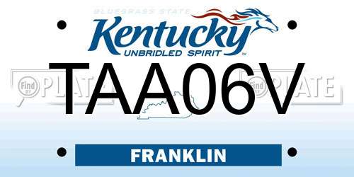 TAA06V Kentucky License Plate