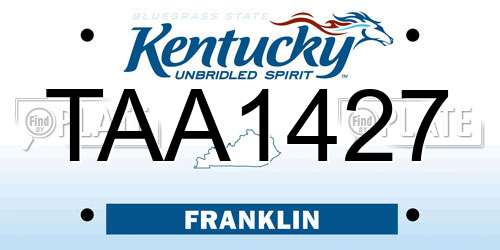 TAA1427 Kentucky License Plate