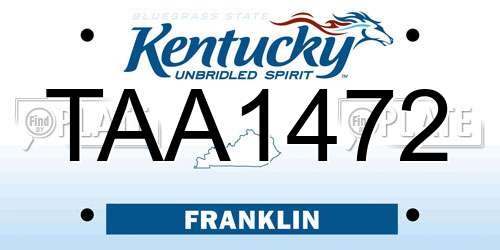 TAA1472 Kentucky License Plate