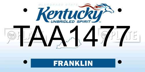TAA1477 Kentucky License Plate