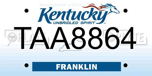 TAA8864 Kentucky License Plate