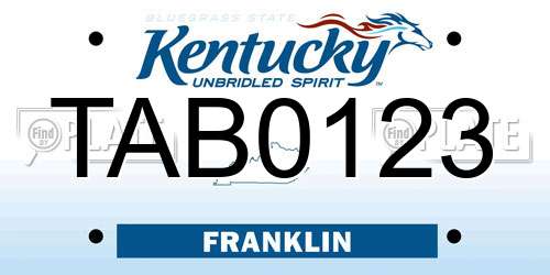 TAB0123 Kentucky License Plate