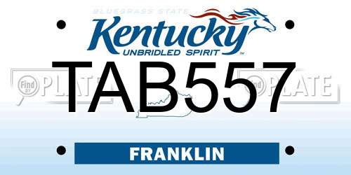 TAB557 Kentucky License Plate