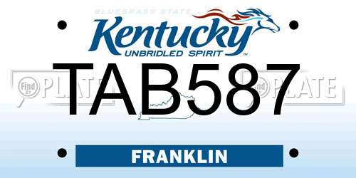 TAB587 Kentucky License Plate