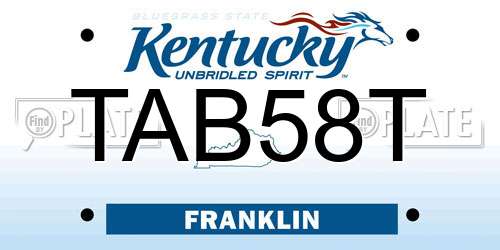 TAB58T Kentucky License Plate