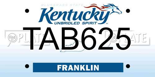 TAB625 Kentucky License Plate
