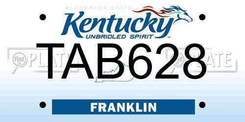 TAB628 Kentucky License Plate