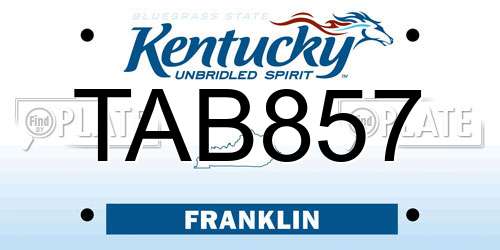 TAB857 Kentucky License Plate