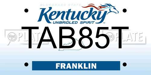 TAB85T Kentucky License Plate