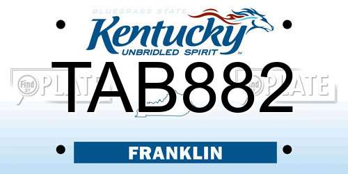 TAB882 Kentucky License Plate