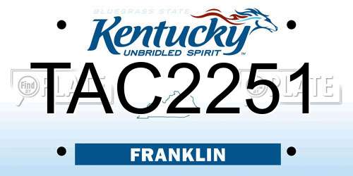 TAC2251 Kentucky License Plate