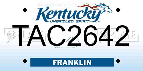 TAC2642 Kentucky License Plate