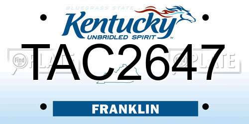 TAC2647 Kentucky License Plate
