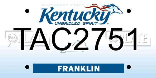 TAC2751 Kentucky License Plate