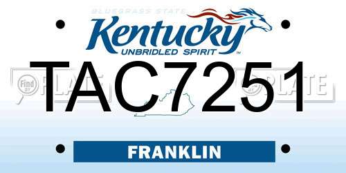 TAC7251 Kentucky License Plate