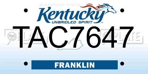 TAC7647 Kentucky License Plate