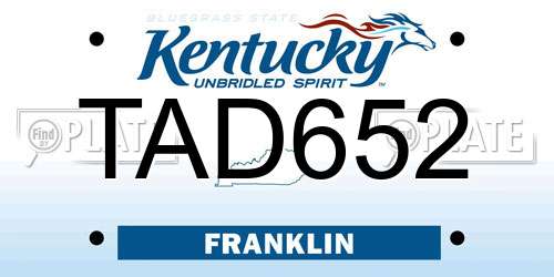 TAD652 Kentucky License Plate