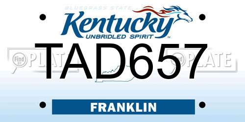 TAD657 Kentucky License Plate