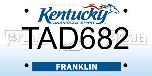 TAD682 Kentucky License Plate