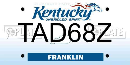 TAD68Z Kentucky License Plate